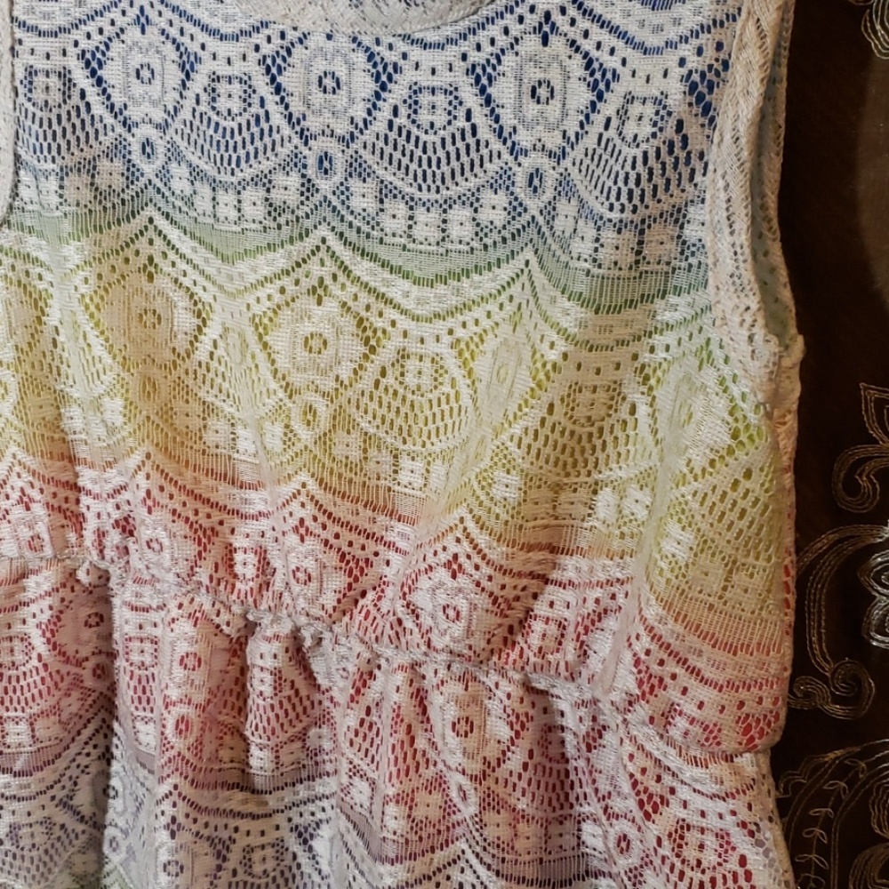 Girls Rainbow & Lace Dress - Picture 3 of 4